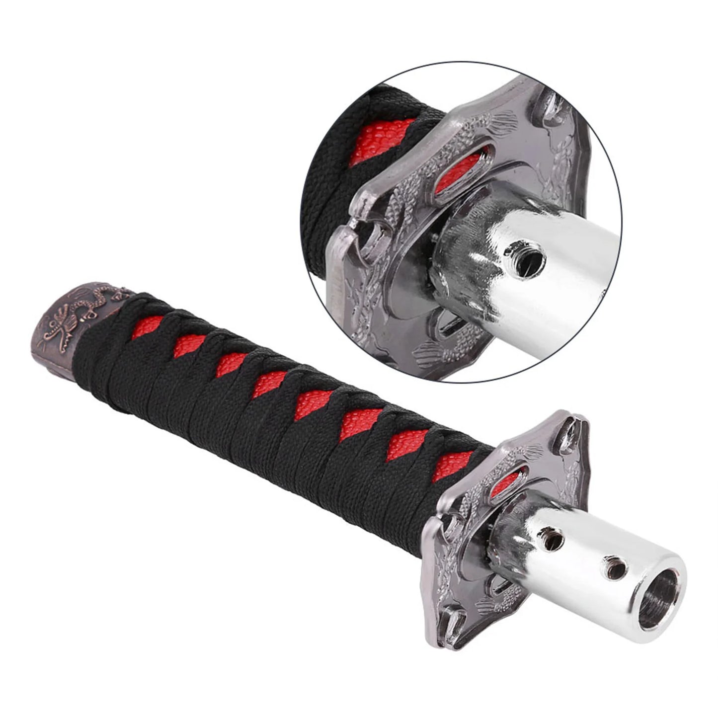 Japanese Sword Gear Shift Knob | 4 Adapters, Black & Red