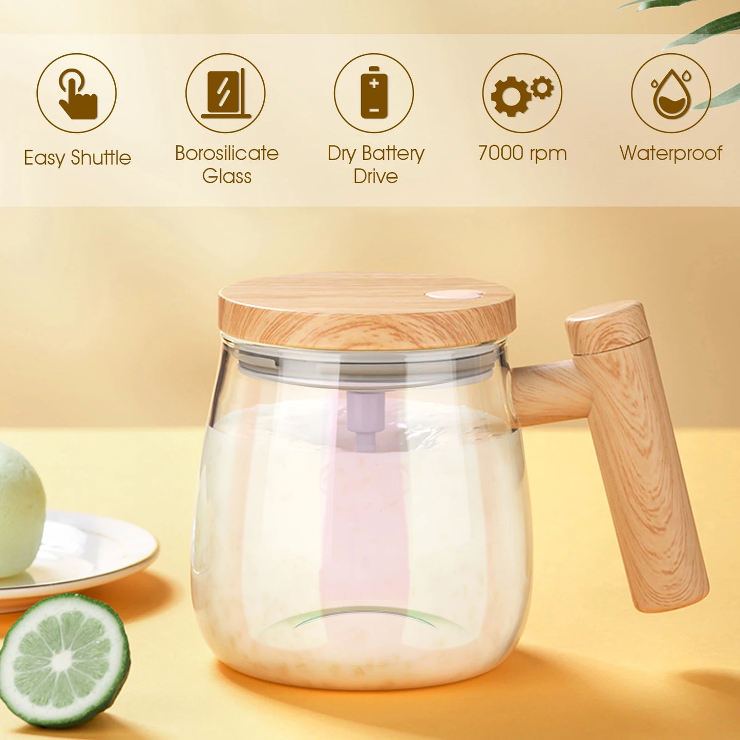400ML Self Stirring Mug 7000RPM Electric High Speed Mixing Mug With Waterproof Automatic Mix Cup for Coffee Milk Protein Powder Peaceful Pleasures Health and Wellness