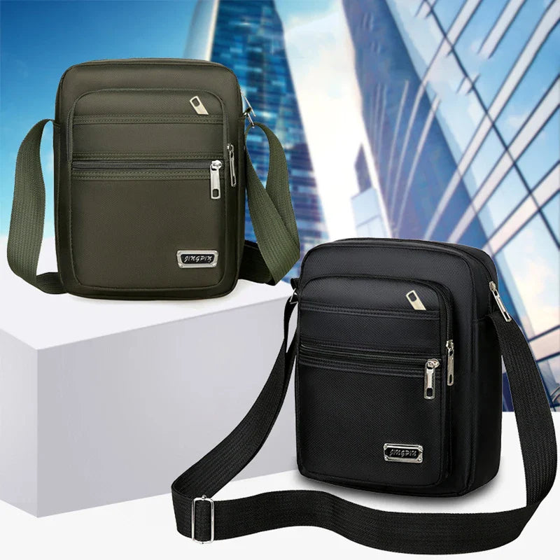 Men's Nylon Waterproof Crossbody Bag – Multi-Pocket Shoulder