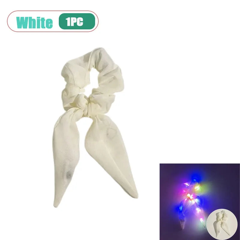 LED Light-Up Bow Scrunchie | Glowing Hair Tie for Parties