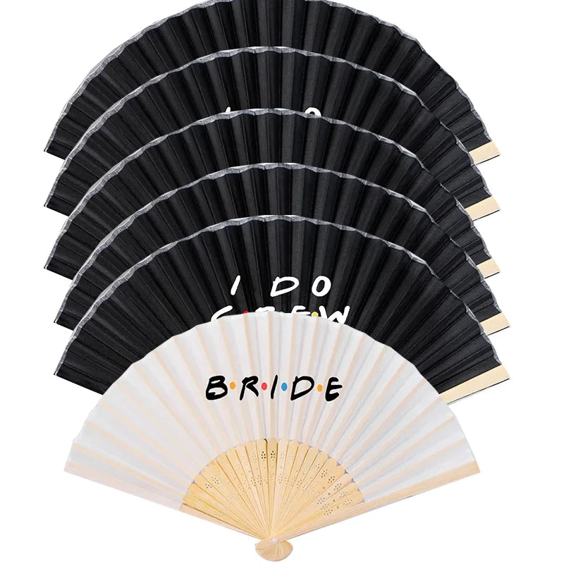 Bride & I Do Crew Bamboo Hand Fans | Bachelorette Party Gift Bachelorette Party Fan Peaceful Pleasures Health and Wellness set D