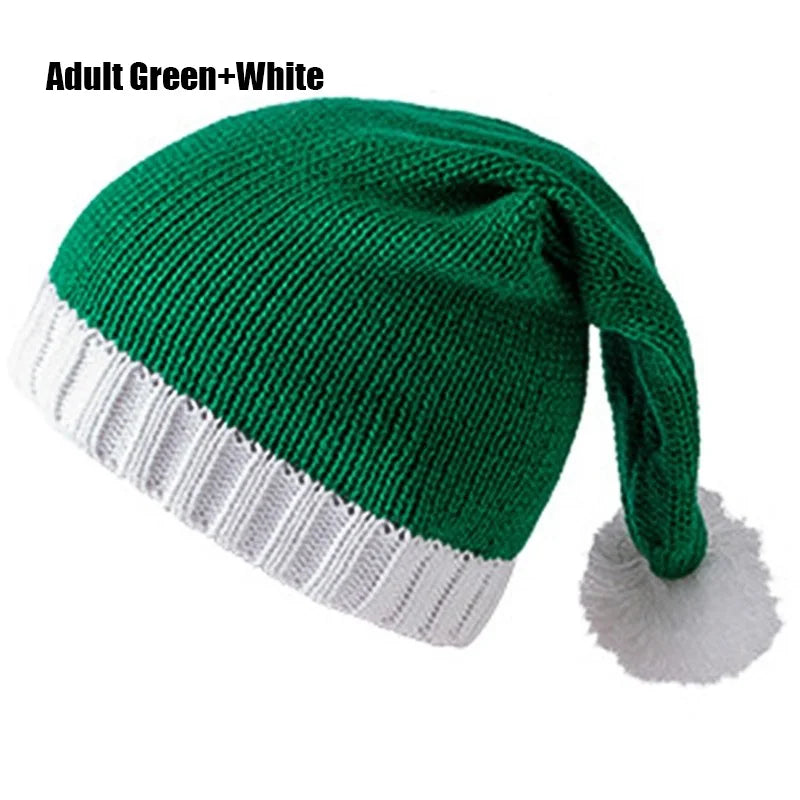 New Christmas Knitted Hat for Adults and Children,Warm Crochet Hat for Santa Claus,Merry Christmas and Happy New Year Peaceful Pleasures Health and Wellness Adult Grenn 36x22cm