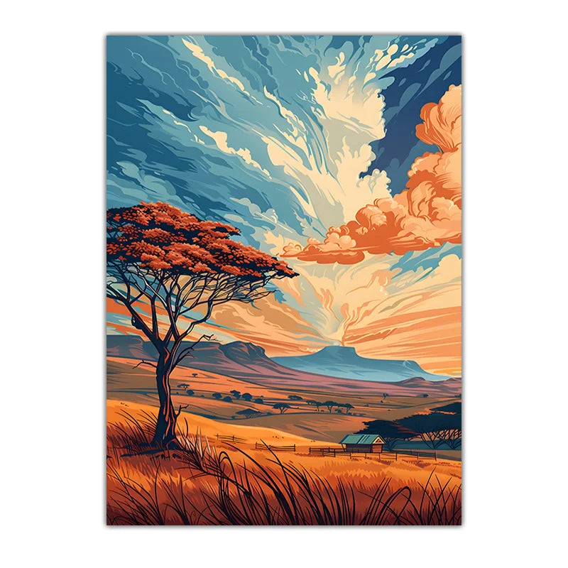Western Sunset Canvas Wall Art – Vintage Landscape Nature Print Canvas Wall Art Peaceful Pleasures Health and Wellness 02 20x25cm No Frame China Mainland