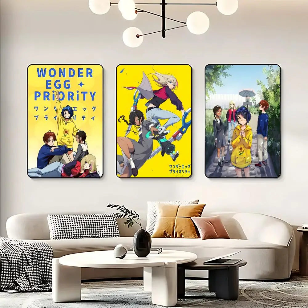 Anime W-Wonder Egg Priority Poster HD Self Adhesive Waterproof Wall Art Ideal for Home Office Dorm Bedroom Great Gift Peaceful Pleasures Health and Wellness