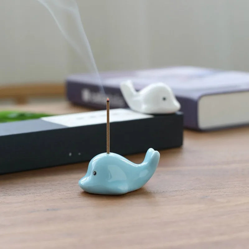 Creative Cute Small Whale Incense Burner Sandalwood Stick Incense Holder Aroma Censer Indoor Tea House Ornaments Home Decor Peaceful Pleasures Health and Wellness