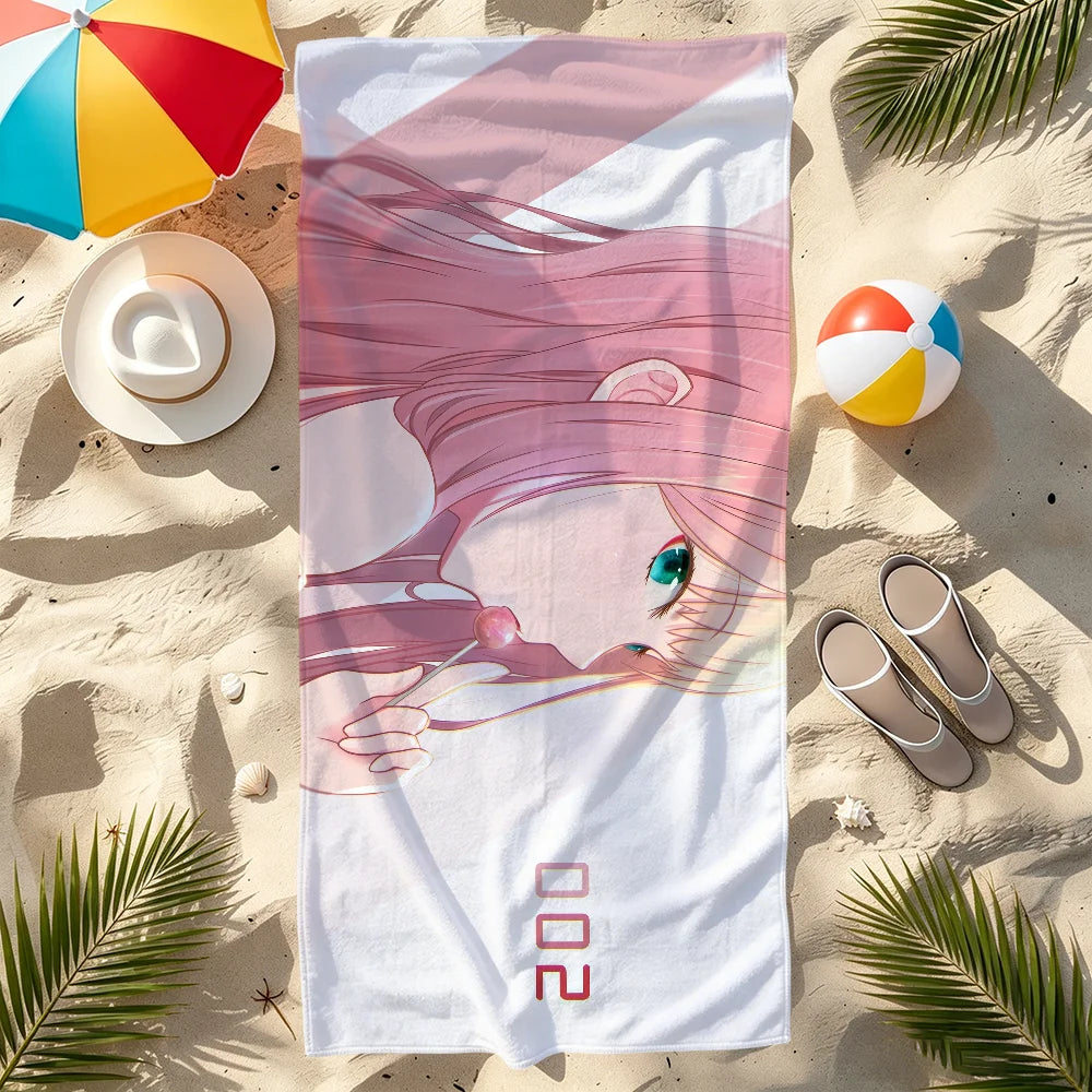 Zero Two Anime Quick-Dry Beach Towel | Soft & Lightweight Anime Beach Towel Peaceful Pleasures Health and Wellness