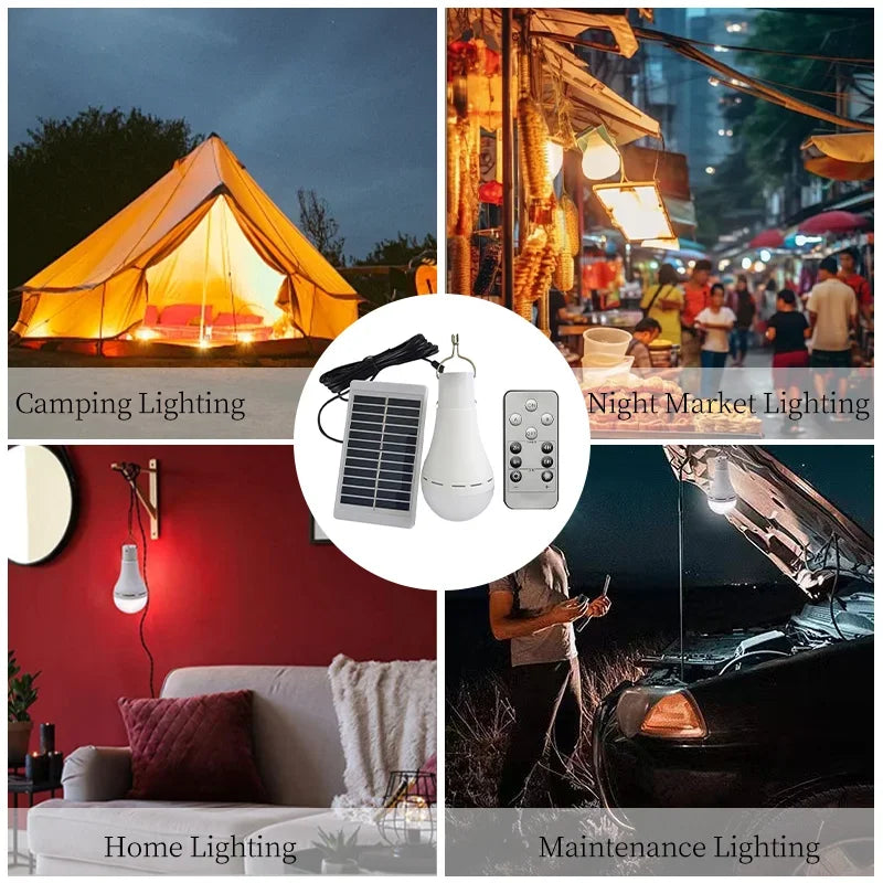 Solar Rechargeable Emergency Lamp USB Rechargeable Home Light Outdoor Campground Stand Light Wireless Remote Control Night Light Peaceful Pleasures Health and Wellness