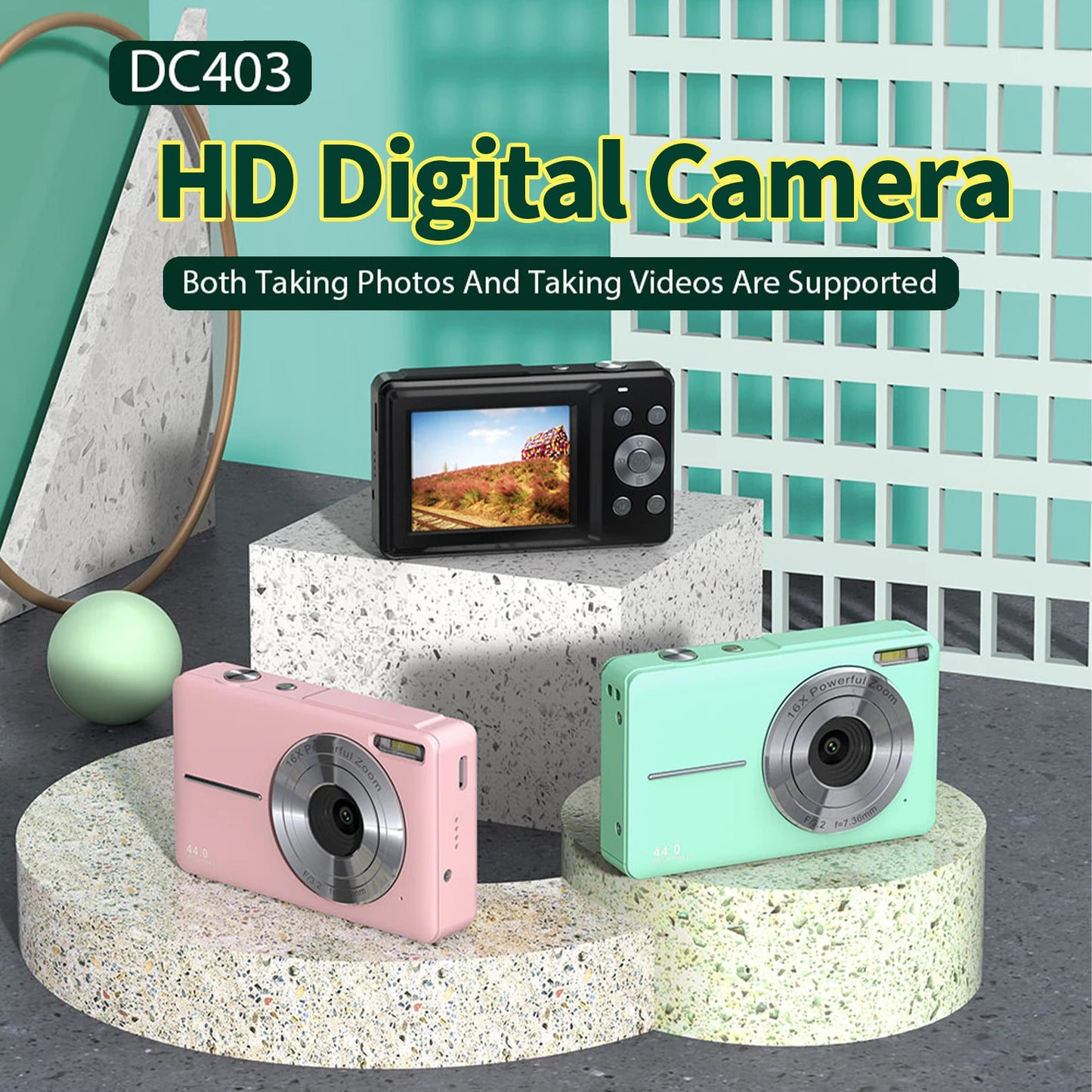 FHD 1080P 44MP Digital Camera for Photography Children with 16x Zoom Compact Cameras Point and Shoot Travel Cameras for Kids Peaceful Pleasures Health and Wellness