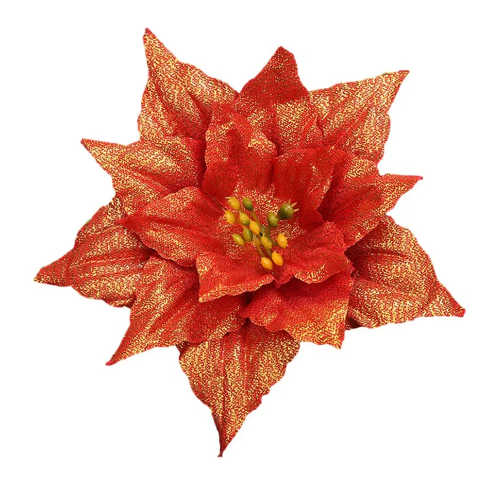 Glitter Poinsettia Christmas Flower Decoration 20cm | 10 Colors