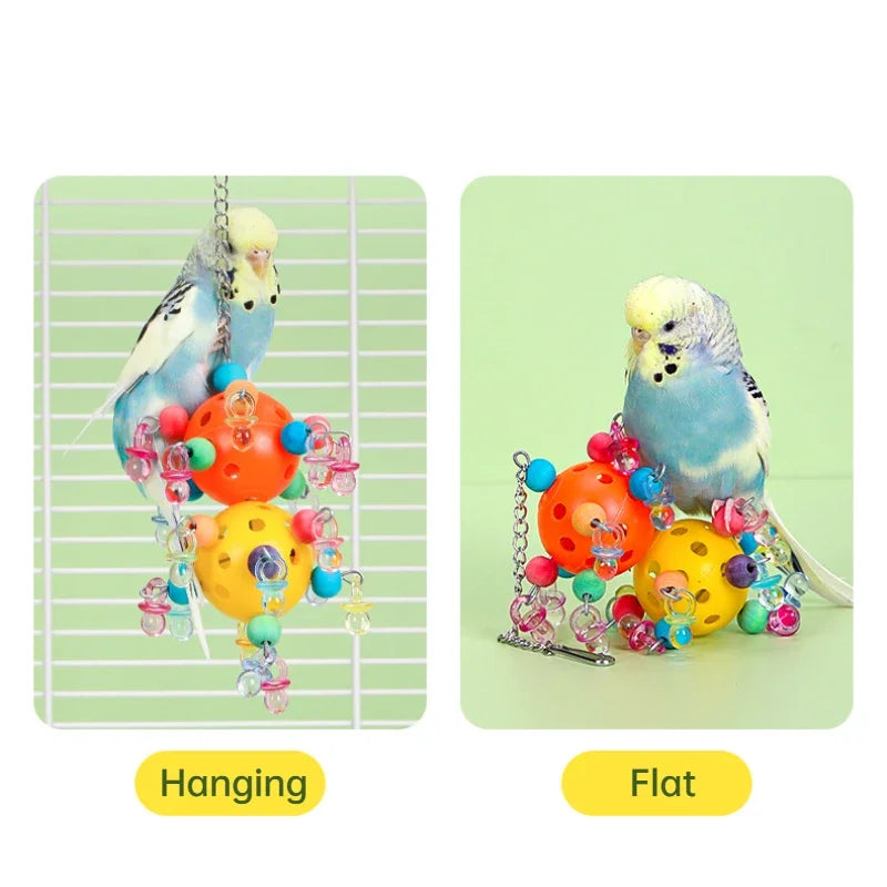 Parrot Chew Swing Toy | Cockatiel Foraging Bead Cage Toy