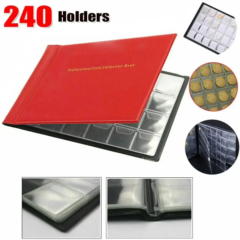 240-Pocket Coin Collection Album – 10-Page Book for Collectors