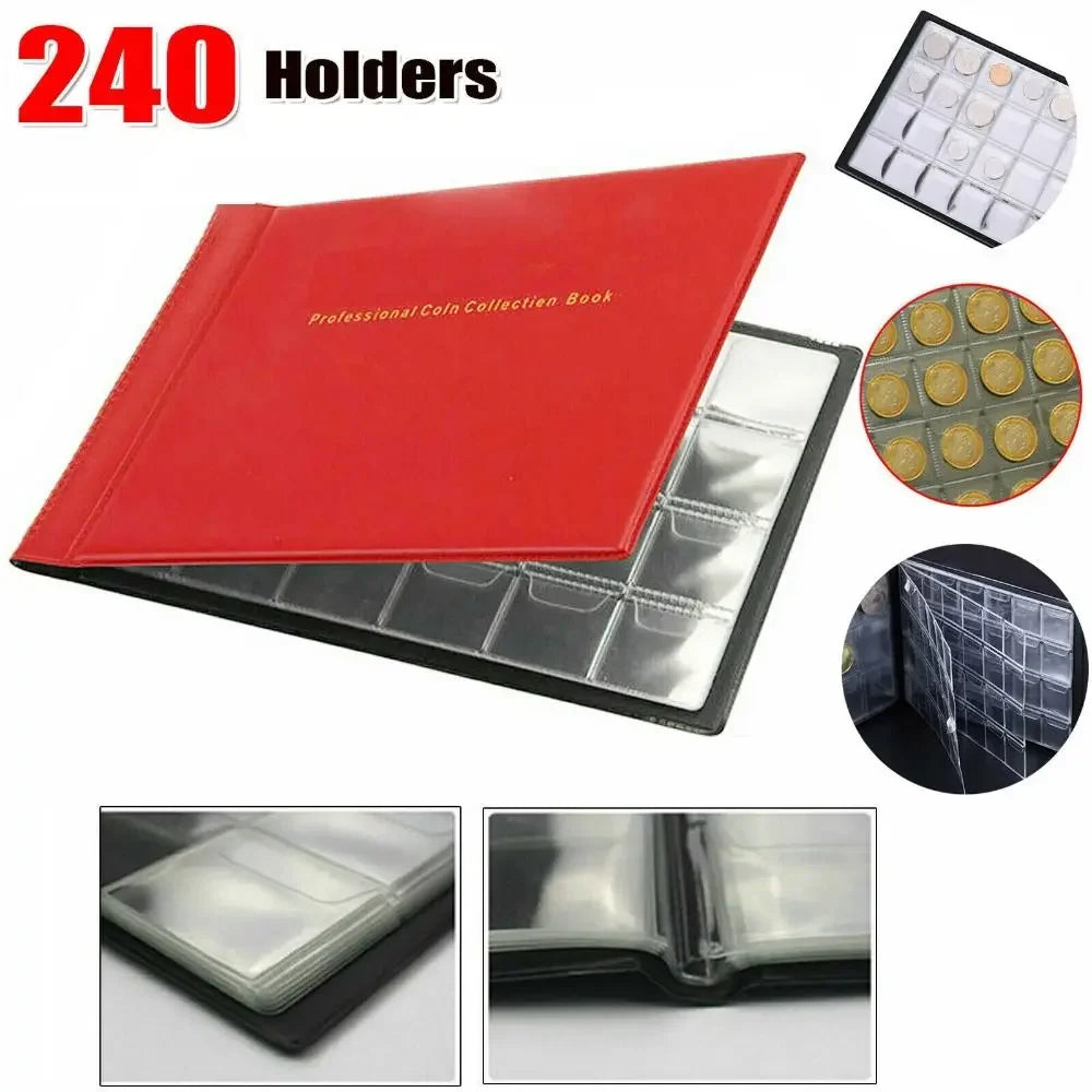 240-Pocket Coin Collection Album Book – 10 Pages for Collectors