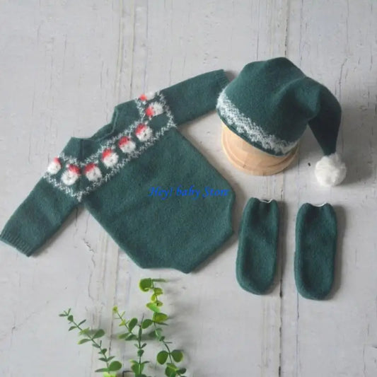 Newborn Knitted Romper Hat & Socks Set | Baby Photo Outfit Newborn Photo Outfit Peaceful Pleasures Health and Wellness