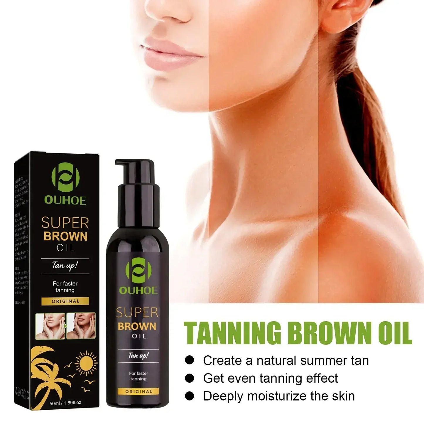 Natural Self Tanning Oil – Body Bronzer & Tanning Booster 50ml Peaceful Pleasures Health and Wellness