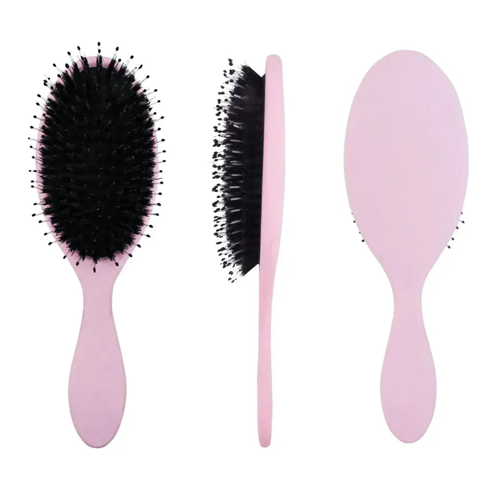 Matte Finish Boar Bristle Hair Brush Nylon Teeth Hair Extension Brush for Women Cushion Brush Hair Styling Smoothing Detangling Peaceful Pleasures Health and Wellness