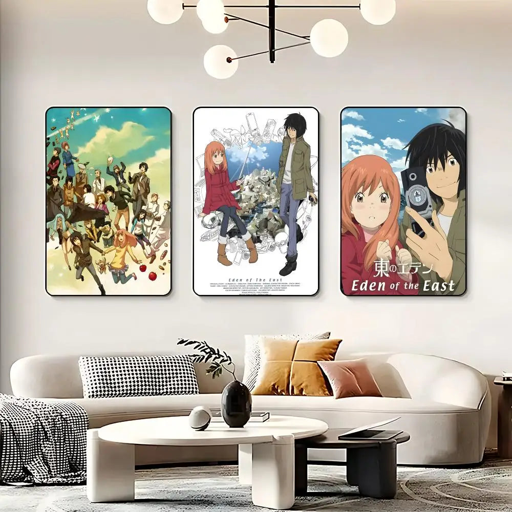 Anime E-Eden of the East Poster HD Self Adhesive Waterproof Wall Art Ideal for Home Office Dorm Bedroom Great Gift Peaceful Pleasures Health and Wellness
