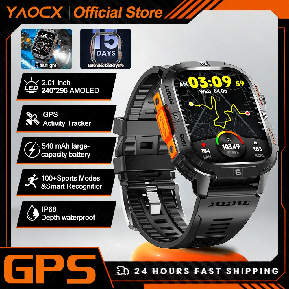 yaocx GTH3 Smart Watch 2.01" HD, BT Call, IP68, 100+ Sports