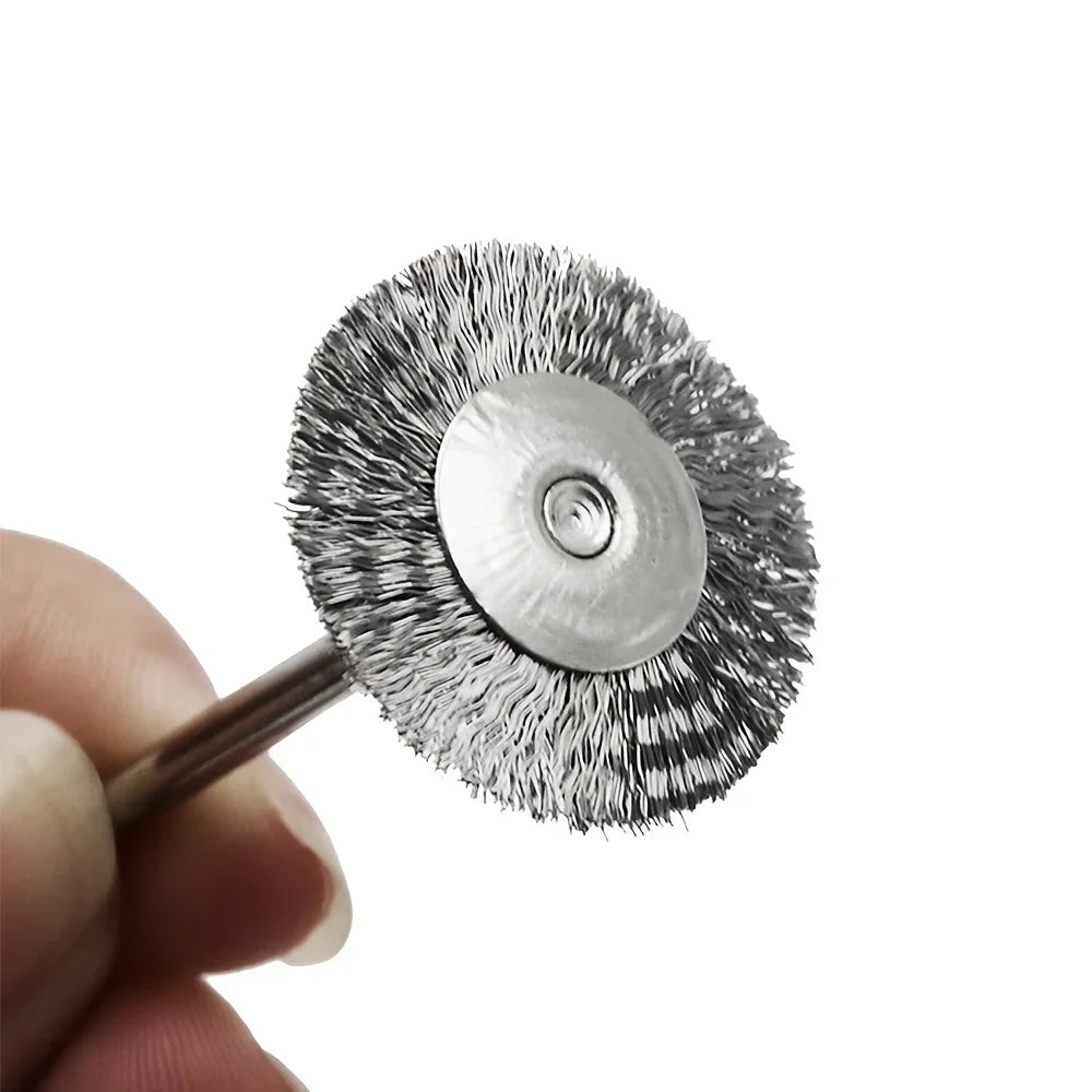 10-Pc T-Shape Steel Wire Brush Wheel Set – 1/8" Dremel Mandrel Rotary Tool Brush Set Peaceful Pleasures Health and Wellness