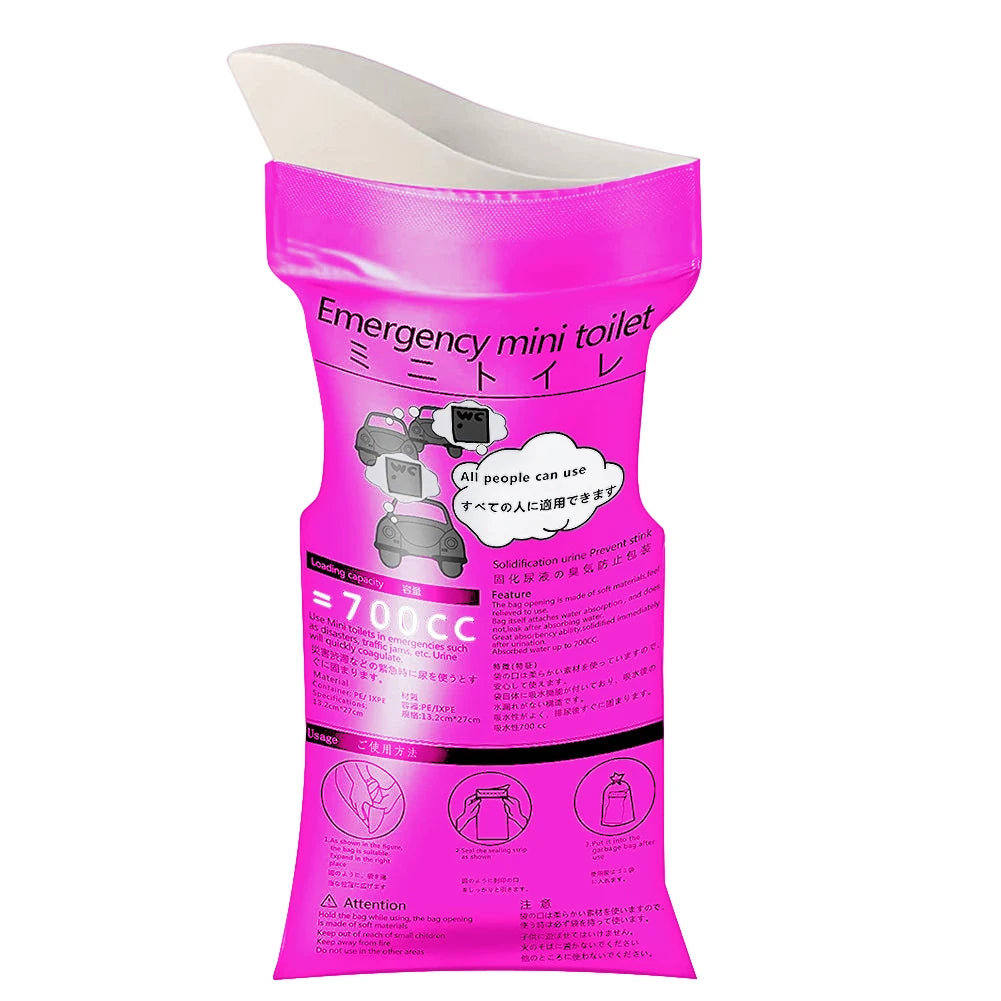 700ml Portable Disposable Urinal Bag — Travel & Emergency Travel Accessories Peaceful Pleasures Health and Wellness Pink United States
