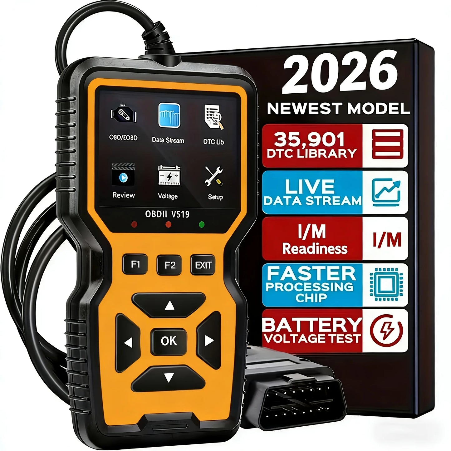 V519 OBD2 Car Diagnostic Scanner & Battery Tester Tool