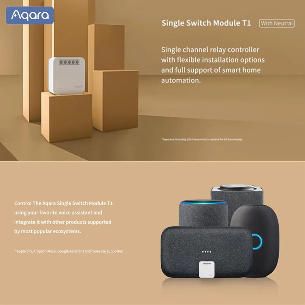 Aqara Single Chiannel Relay Controller T1 Switch module Zigbee 3.0 Neutral Smart home Timers Remote Control work with Homekit Peaceful Pleasures Health and Wellness