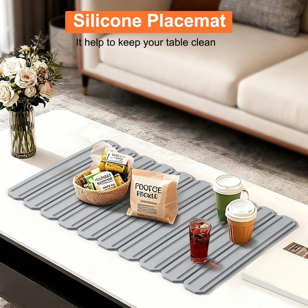 Silicone Dish Drying Mat for Kitchen Countertop-Foldable & Trimmable Heat Resistant Non-Slip Sink Mat 23.62"x15.74", for Dishes Peaceful Pleasures Health and Wellness