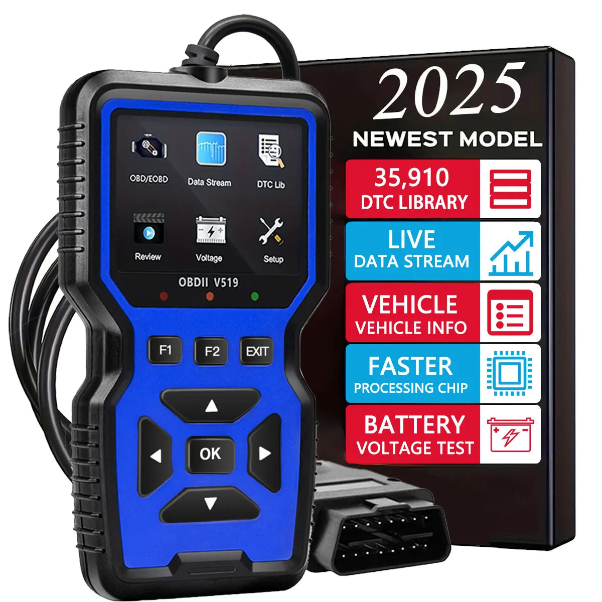 Car OBD2 Scanner Diagnostic Tool Code Reader, Car Voltage Tester Engine Fault Code Scanner, Charging Tester Diagnostic Tool V519 Peaceful Pleasures Health and Wellness