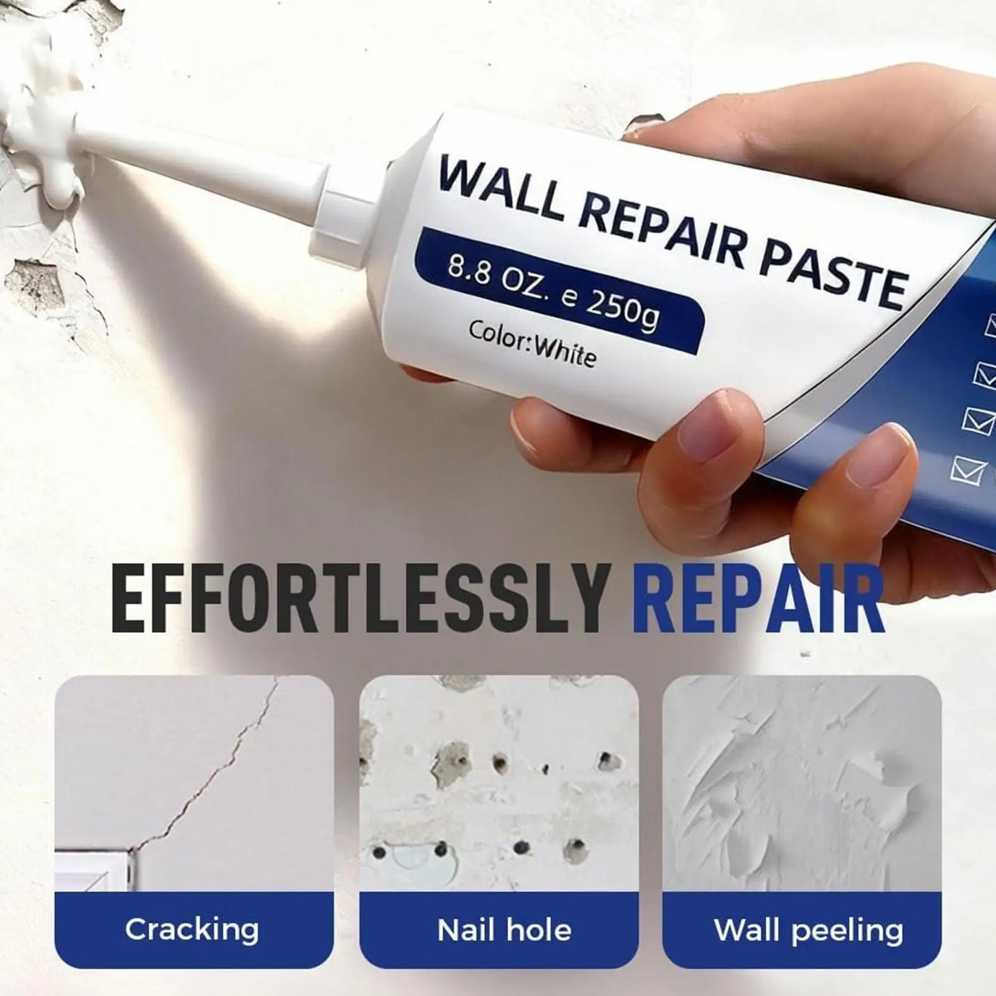 Wall Repair Paste Repair Wall Damage & Graffiti Fill Nail Hole Prevent Wall Cracking Peeling Restore Smoothness Wall Repair Kit Peaceful Pleasures Health and Wellness