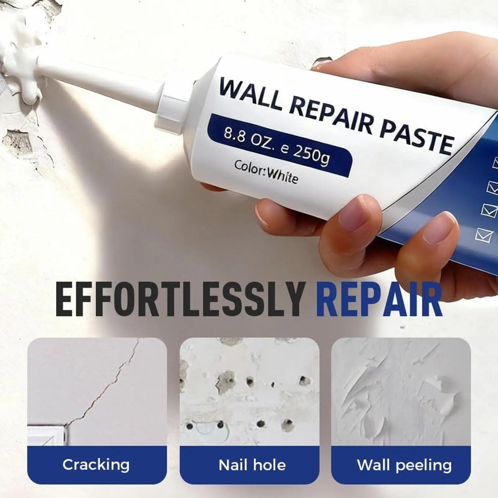 Wall Repair Paste Repair Wall Damage & Graffiti Fill Nail Hole Prevent Wall Cracking Peeling Restore Smoothness Wall Repair Kit Peaceful Pleasures Health and Wellness