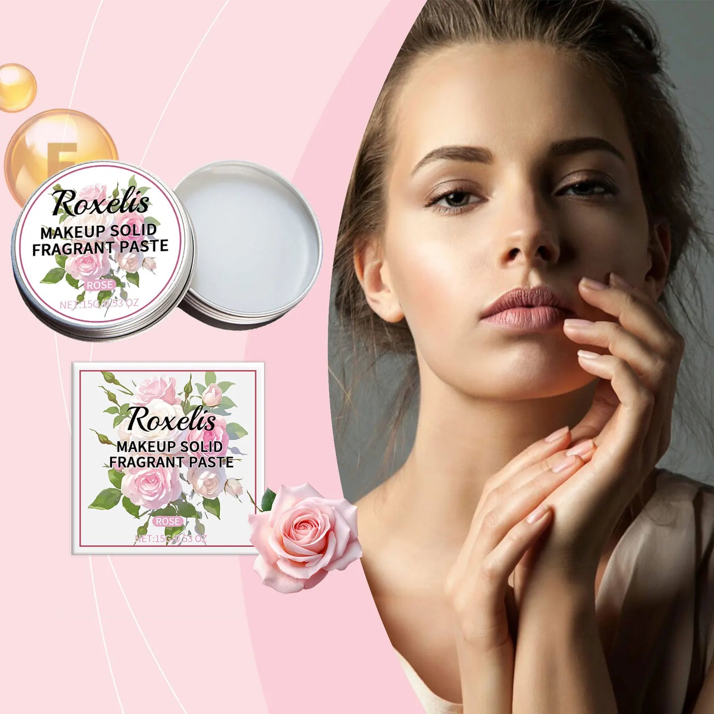 ROXELIS Rose Solid Perfume Balm | Travel Pocket Parfum for Women