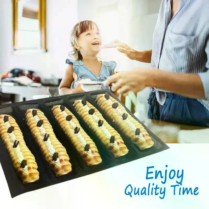 5-Cavity Silicone French Bread Baguette Pan | Nonstick Tray