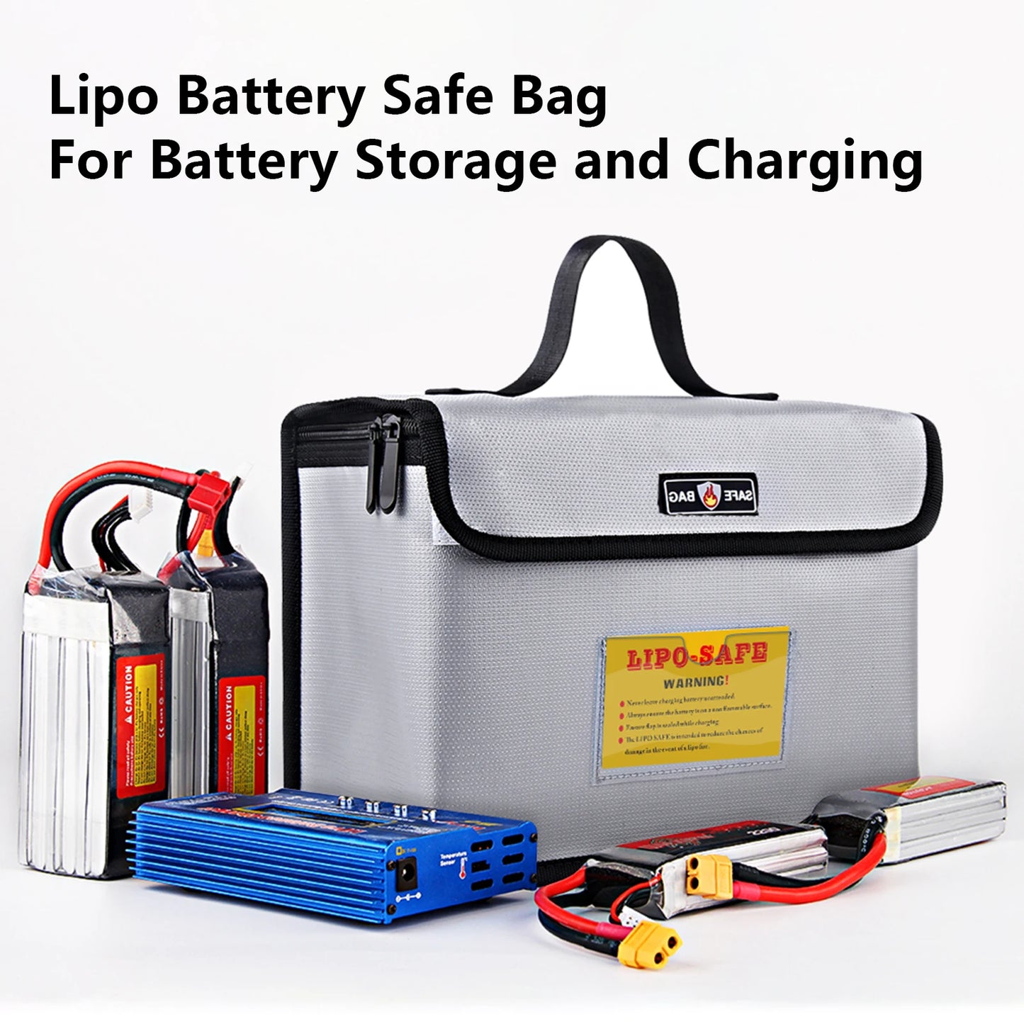 Fireproof LiPo Battery Safe Bag | 1000°C Double Zipper Protection