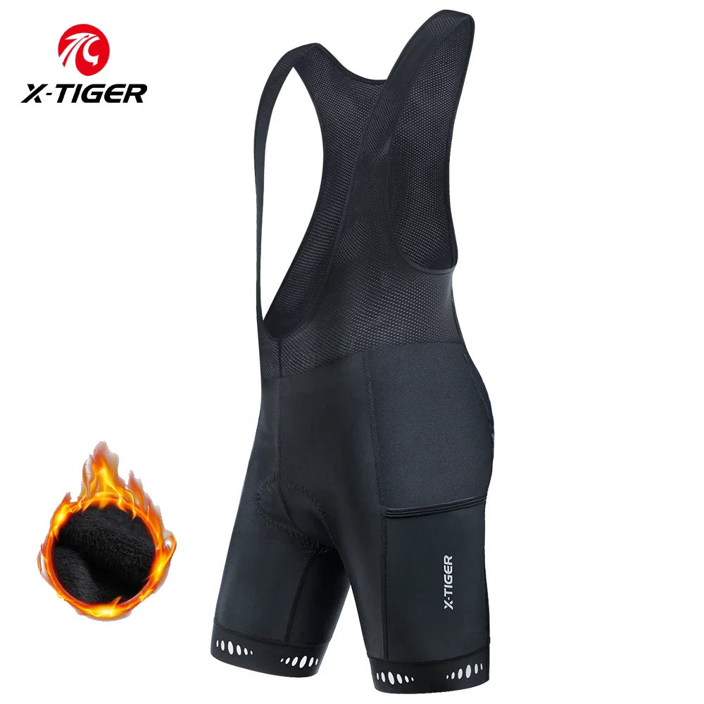 X-TIGER Men's Winter Thermal Cycling Bib Shorts – 5D Gel Pad