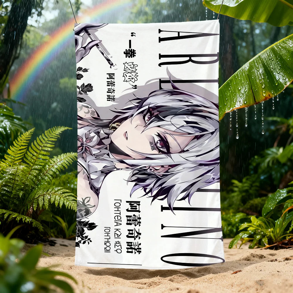 Anime Girl Quick-Dry Beach Towel | Soft Microfiber Pool Towel Quick-Dry Beach Towel Peaceful Pleasures Health and Wellness
