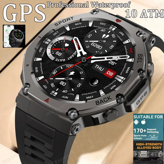 Ola Esporte HW12 Military Smartwatch | 1.43" AMOLED GPS Watch Military Smartwatch Peaceful Pleasures Health and Wellness