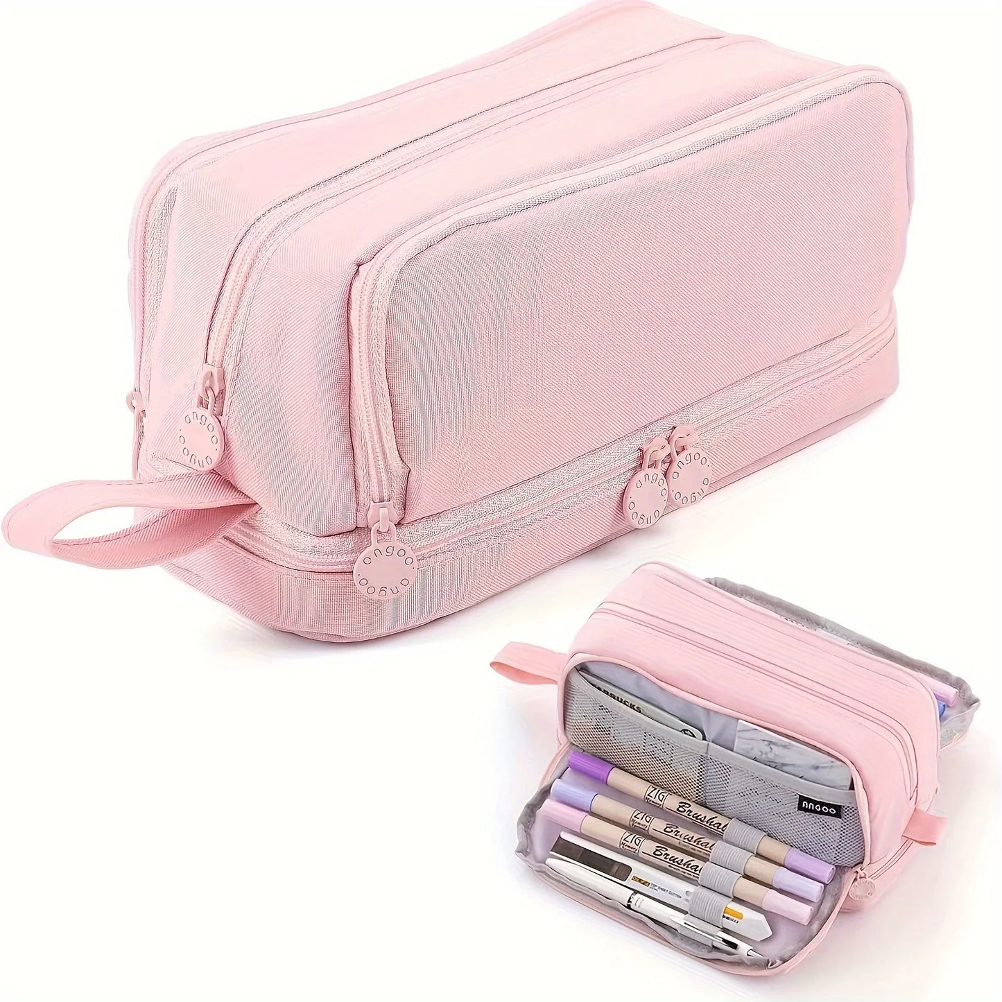 Large capacity stationery case, durable oxford cloth pencil case, portable organizer for school, office and university supplies Peaceful Pleasures Health and Wellness Pink