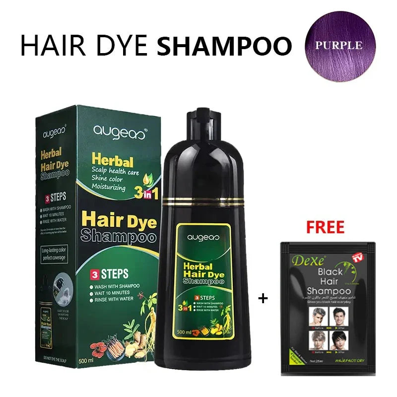 Hair Color Dye Shampoo | 6 Shades Plant Formula 500ml