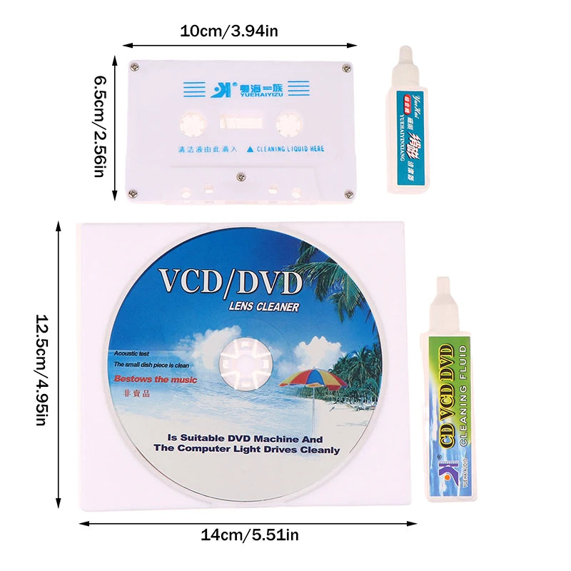 CD DVD Lens & Cassette Tape Head Cleaner Demagnetizer Kit