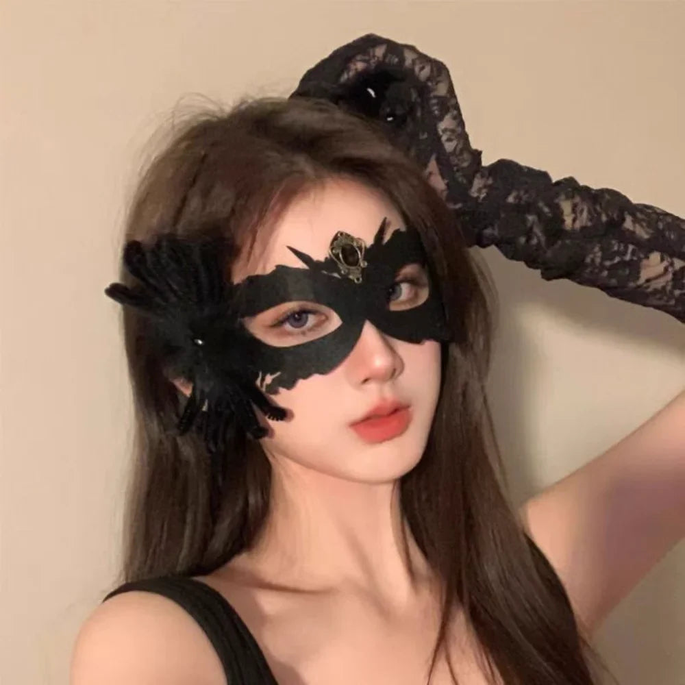 Retro Lace Half Face Mask | Gothic Masquerade Costume Prop