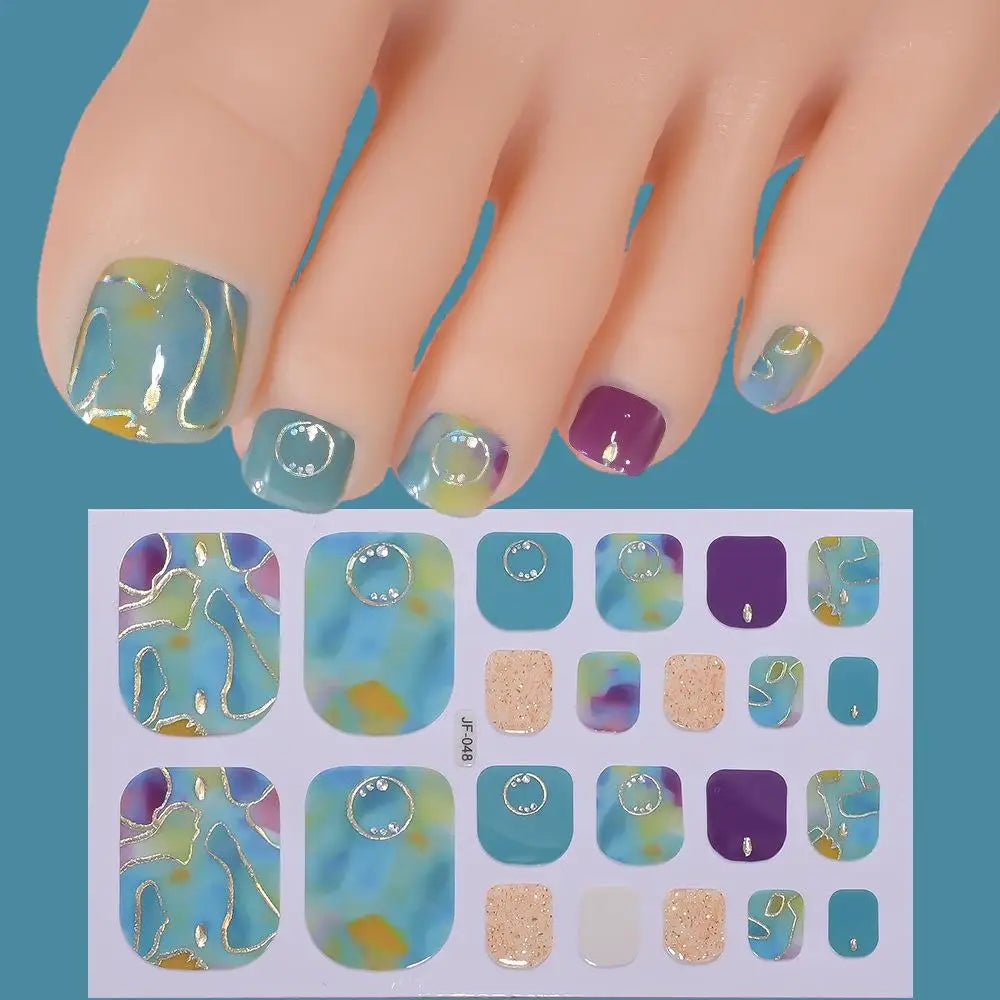 22tips/Sheet Glitter Toenail Stickers Glittering Full Wraps for Summer Pool and Beach for Nail Art and Decorative Nail Decals Peaceful Pleasures Health and Wellness R