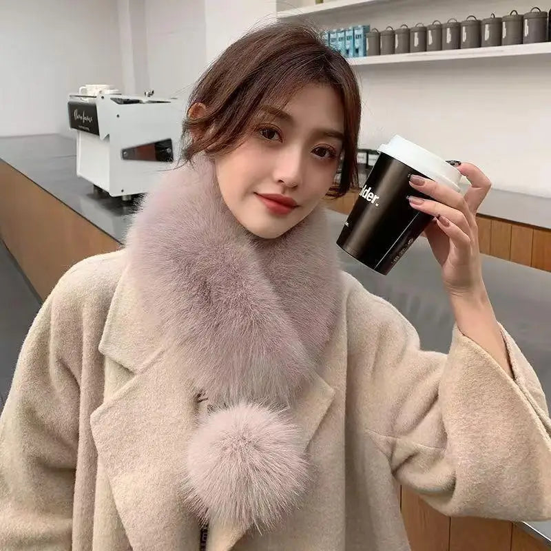 Women's Velvet Faux Fur Collar Scarf – Soft, Warm & Elegant