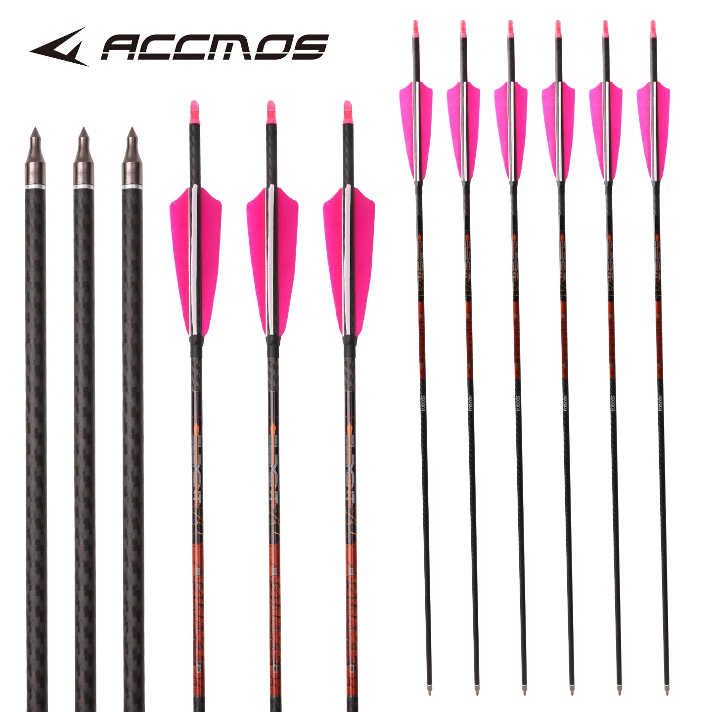 6 Pure Carbon Arrows ID6 Spine 300 350 400 500 Turkey Feather Arrow