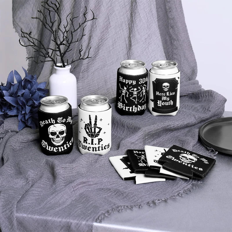 Gothic 30th Birthday Skull Can Coolers – Death to My 20s (4pk)