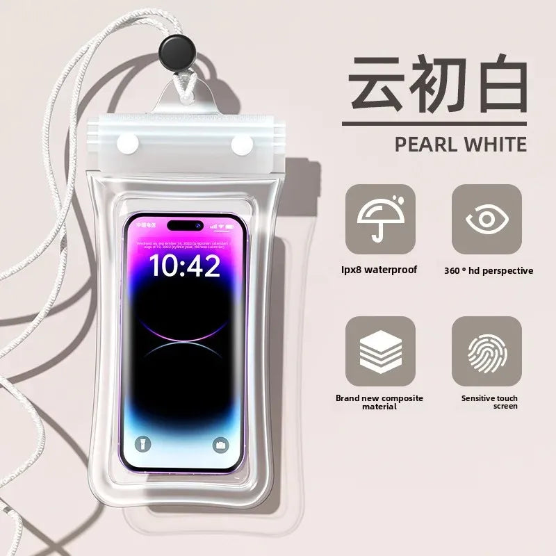 waterproof smartphone case cellphone pouch phone armbands and pouches waterproof phone bag floating phone case under water Peaceful Pleasures Health and Wellness White(7 inch)