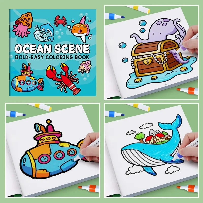 Children's Painted Painting Book Ocean Scene Bold-easy Coloring