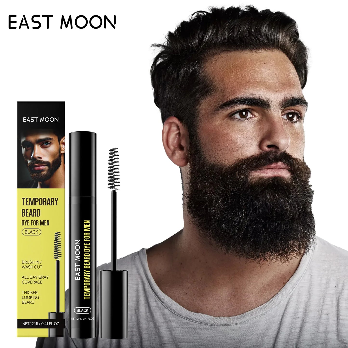 East Moon Men's Beard Dye – Long-Lasting, Gentle Color Formula