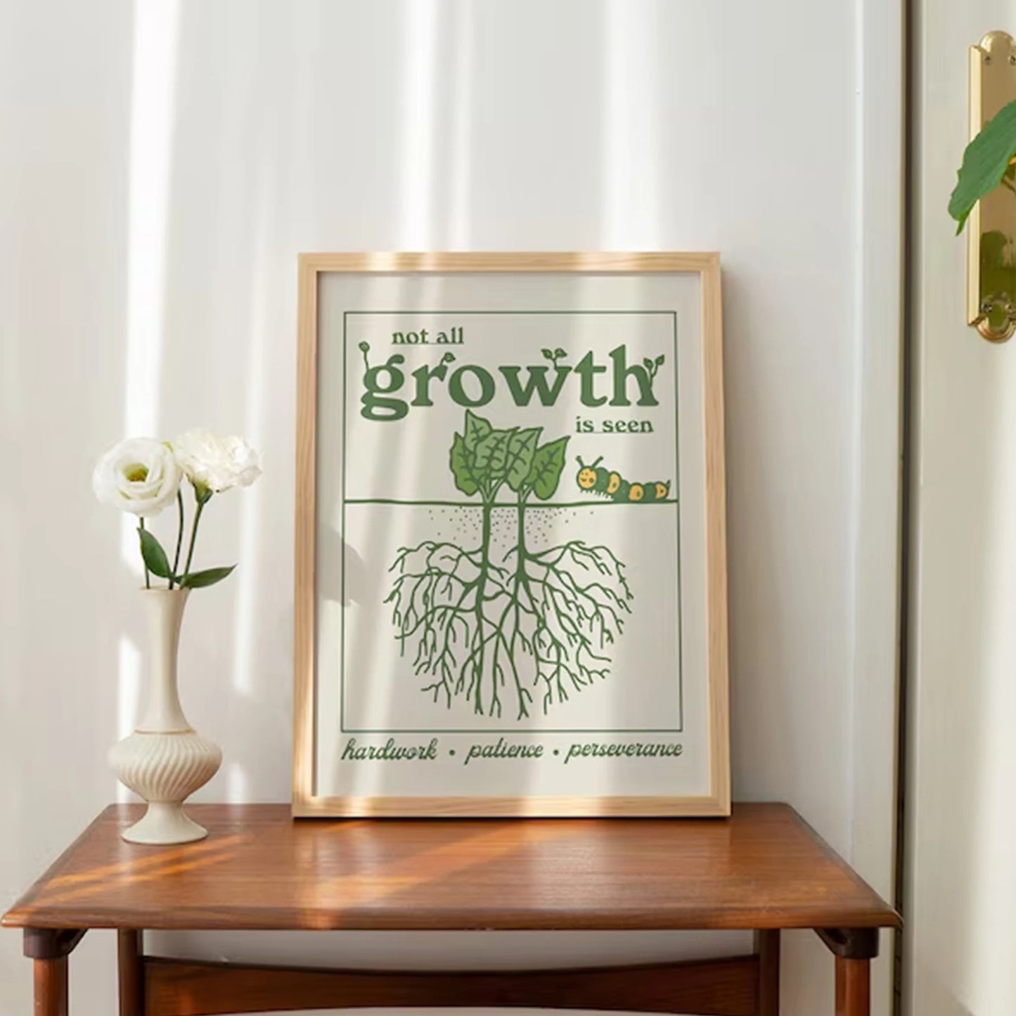 Retro Botanical Motivational Quote Canvas Wall Art Print
