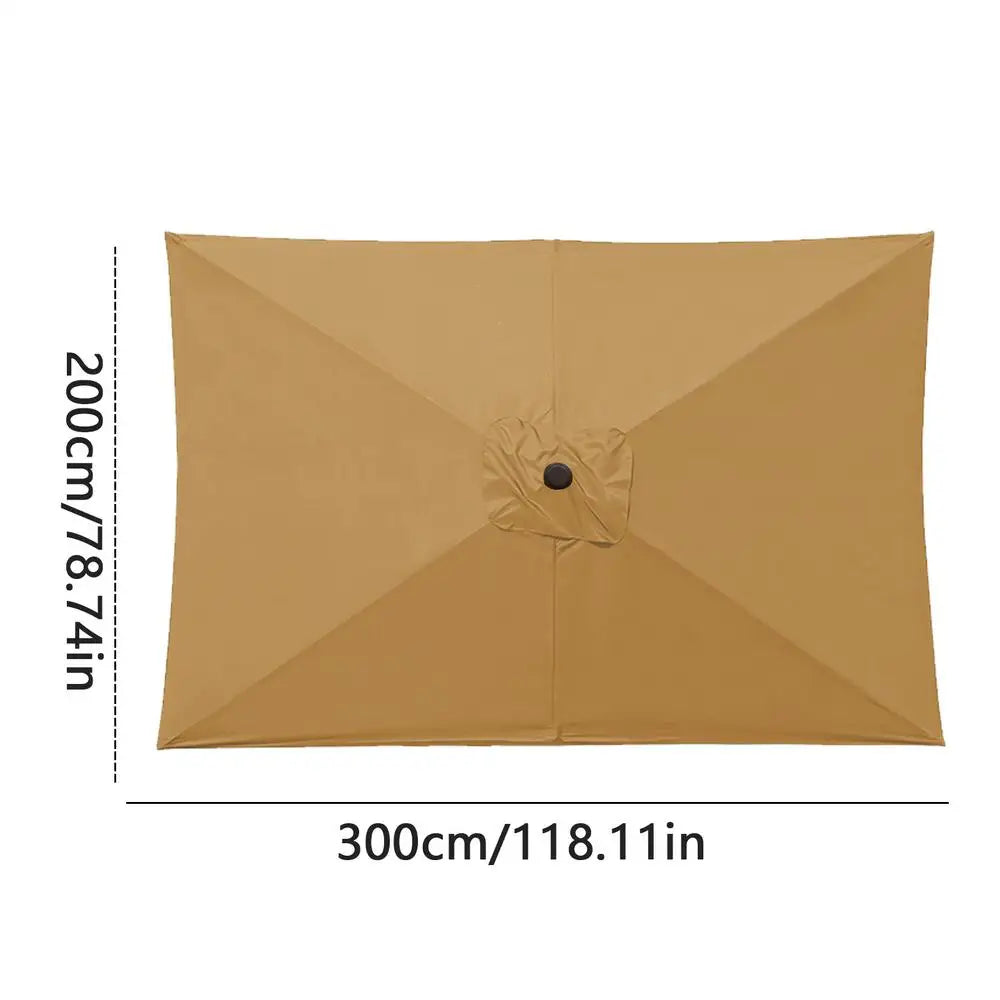 Patio Umbrella Surface Replacement Cloth Rainproof Sunshade Cloth Rectangular Umbrella Canopy Replacement Garden Accessories Peaceful Pleasures Health and Wellness Khaki