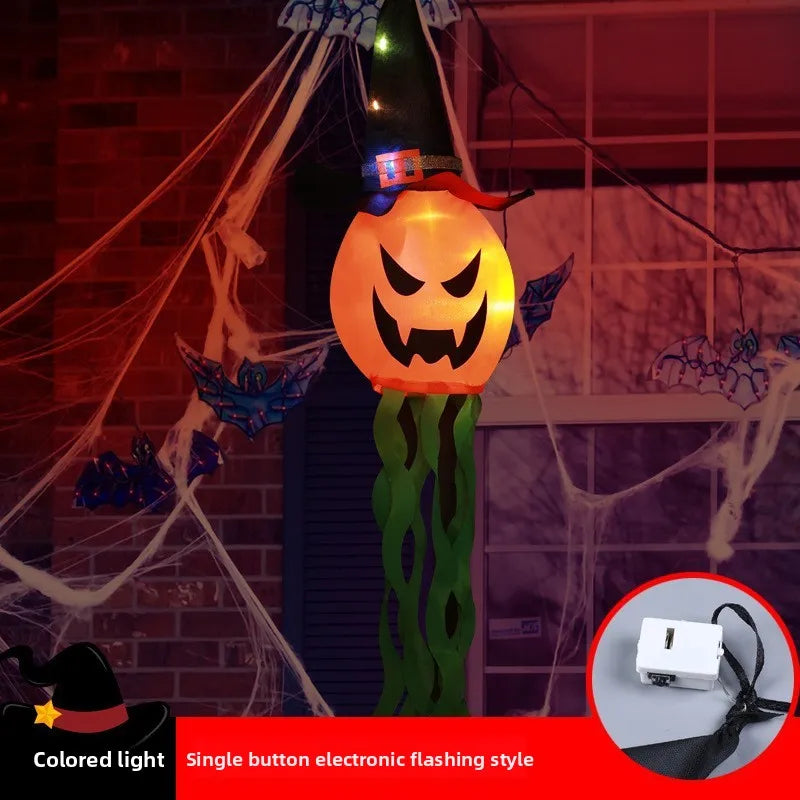 Halloween LED Ghost Hat Pumpkin Hanging Lantern Flashing Light