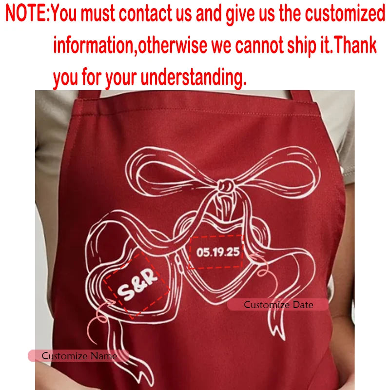 Personalized Matching Couple Aprons – Custom Wedding Gift Set Personalized Couple Aprons Peaceful Pleasures Health and Wellness custom red 75x65cm